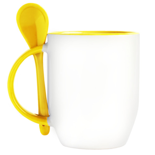 Кружка с ложкой с принтом Смайл