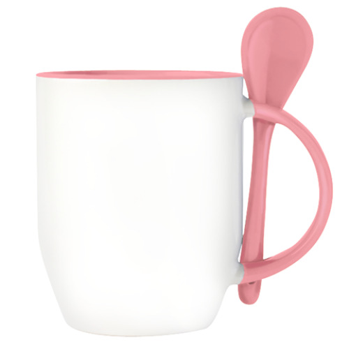 Кружка с ложкой с принтом Капкейк на двоих
