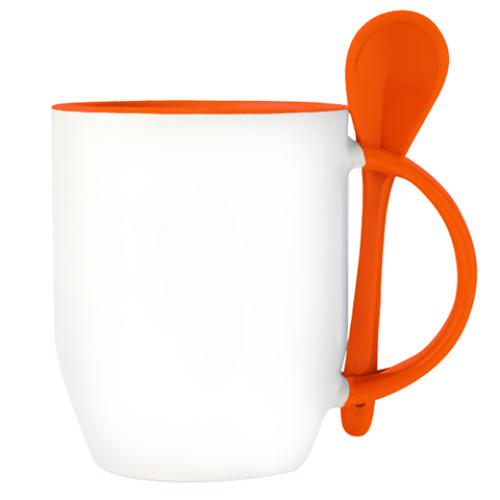 Кружка с ложкой с принтом Сова