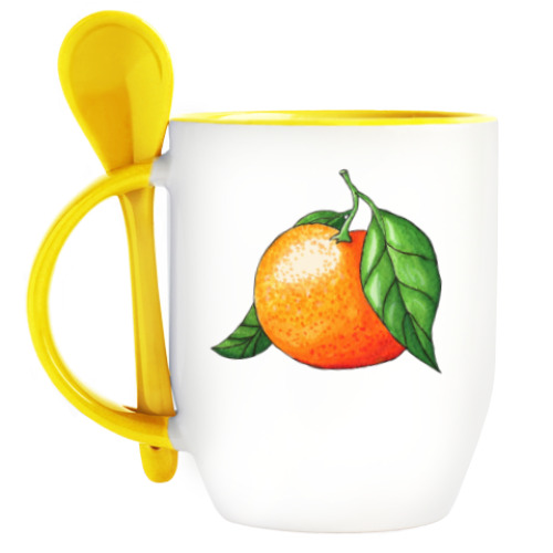 Кружка с ложкой с принтом "Турецкий мандарин"