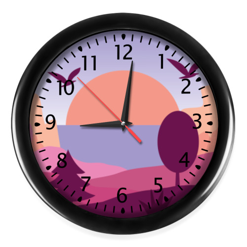 Настенные часы с принтом Вечер