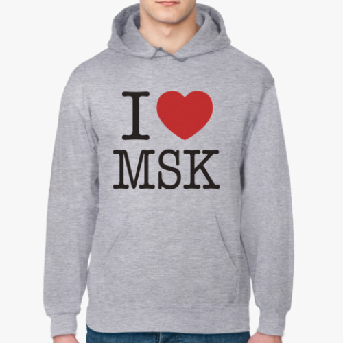 Толстовка худи с принтом Я <3 Москву