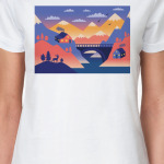 Дом, олень и горы