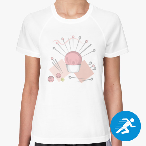 Женская спортивная футболка с принтом Розовая игольница