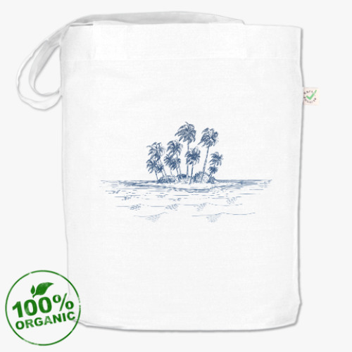 Сумка шоппер с принтом Море винтаж необитаемый остров