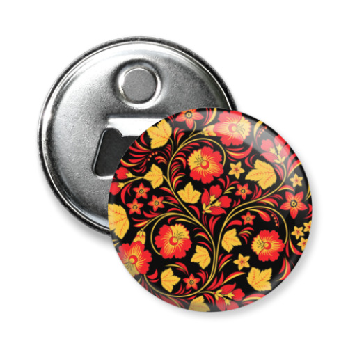 Магнит-открывашка с принтом Хохлома цветы