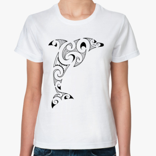 Классическая футболка с принтом Дельфин