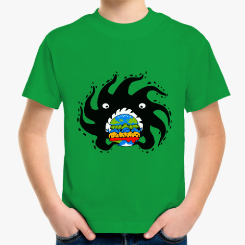 Детская футболка с принтом Black hole eating a globurger