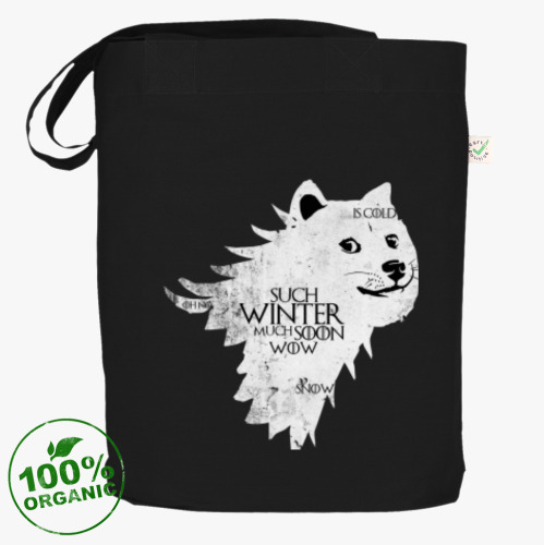 Сумка шоппер с принтом Доге ожидает прихода зимы