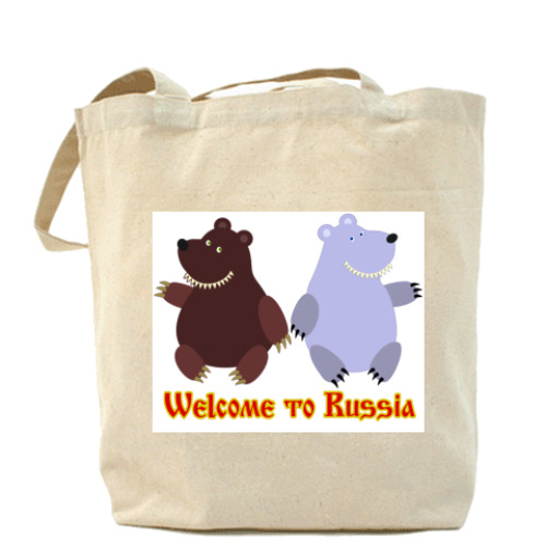 Сумка шоппер с принтом Russian bears