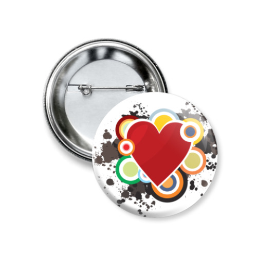 Значок 37мм с принтом Сердце