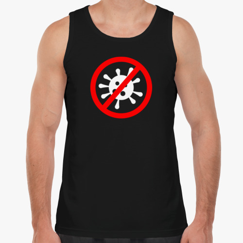 Майка с принтом Вирус не пройдёт. Запрещающий знак.