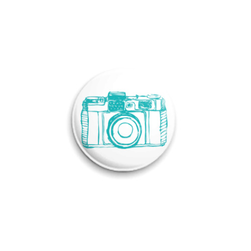 Значок 25мм с принтом Винтажный фотоаппарат