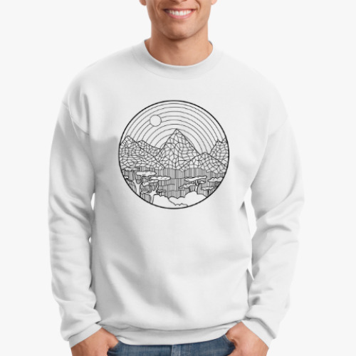 Свитшот с принтом Контурный рисунок африканского пейзажа