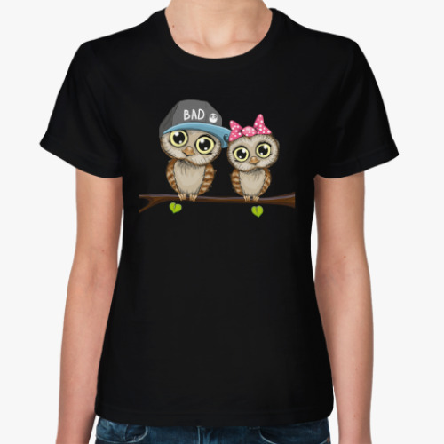 Женская футболка с принтом Совята in love