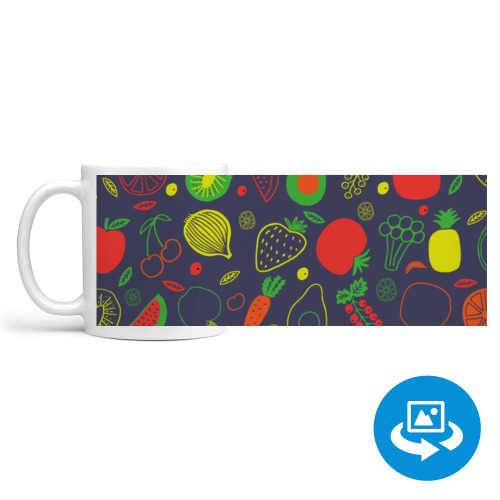 Кружка (круговая запечатка) с принтом Фруктово-овощное настроение