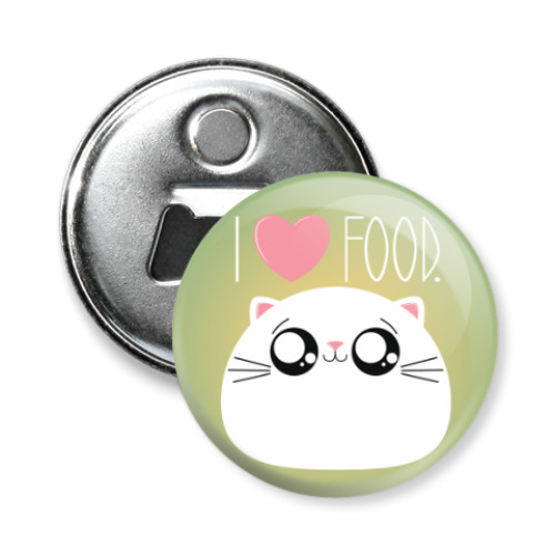 Магнит-открывашка с принтом Я люблю еду I love food