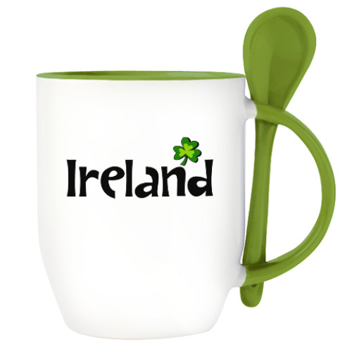 Кружка с ложкой с принтом Овечка Lucky