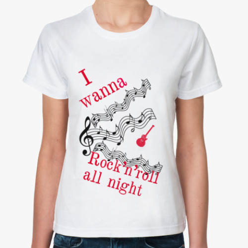 Классическая футболка с принтом  ROCK AND ROLL