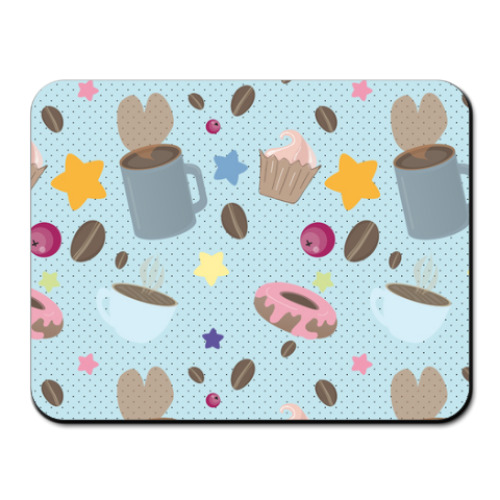 Коврик для мыши с принтом Кофейный паттерн