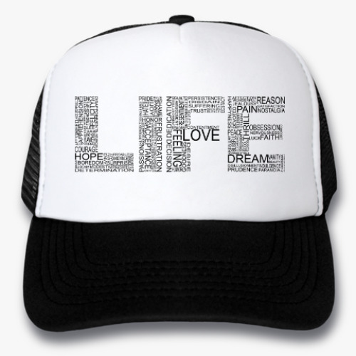 Кепка-тракер с принтом LIFE: жизнь из слов