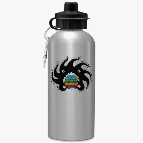 Бутылка с карабином (500 мл) с принтом Black hole eating a globurger