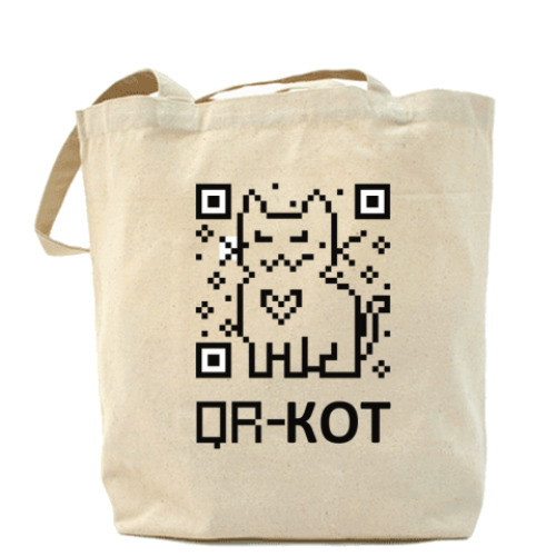 Сумка шоппер с принтом  QR-кот