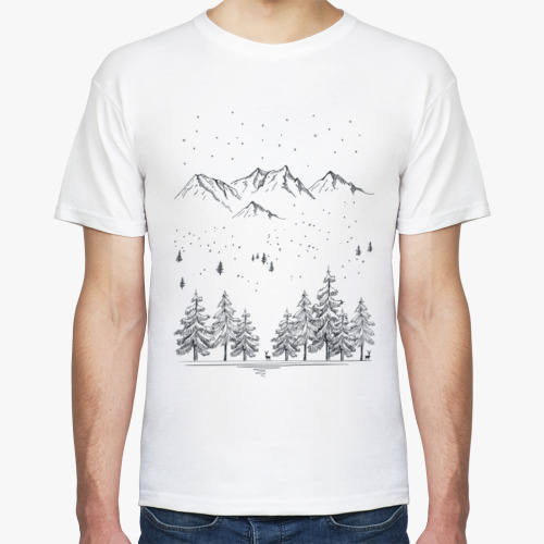 Футболка с принтом Снежные горы