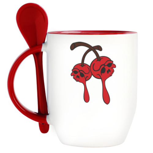 Кружка с ложкой с принтом Черепишенки