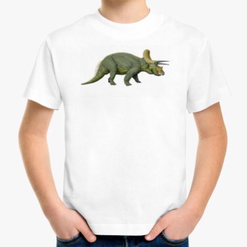 Детская футболка с принтом Целеустремленный трицератопс