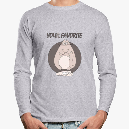 Лонгслив с принтом Сердитый Кот мем