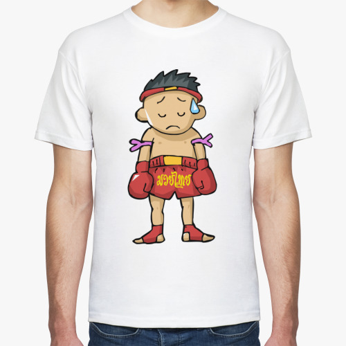 Футболка с принтом Тайбоксер Грустит