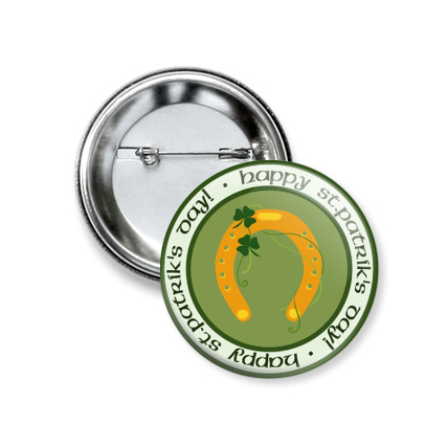 Значок 37мм с принтом Подкова - символ удачи