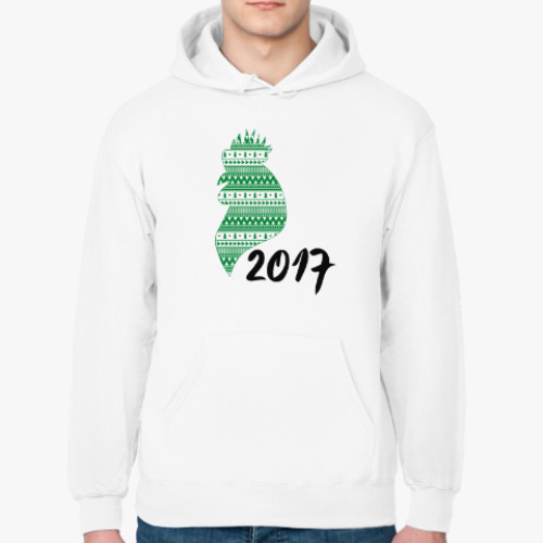 Толстовка худи с принтом Новогодний петух 2017