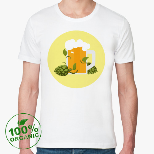 Футболка из органик-хлопка с принтом Кружка пива