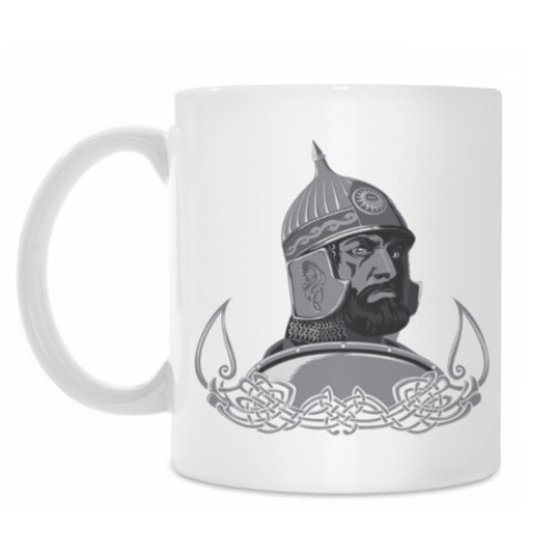 Кружка с принтом витязь, воин, солдат.