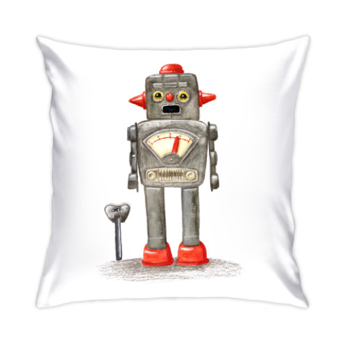 Подушка с принтом игрушечный робот