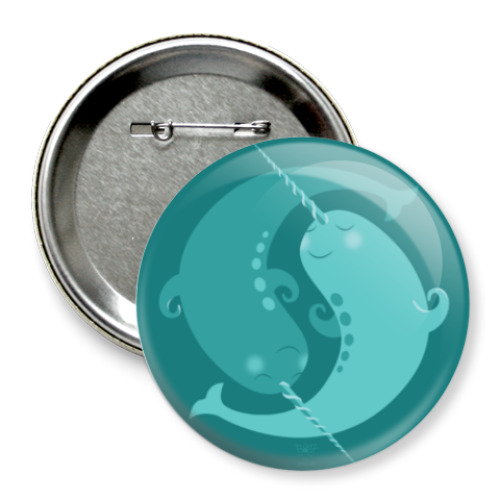 Значок 75мм с принтом Animal Zen: N is for Narwal