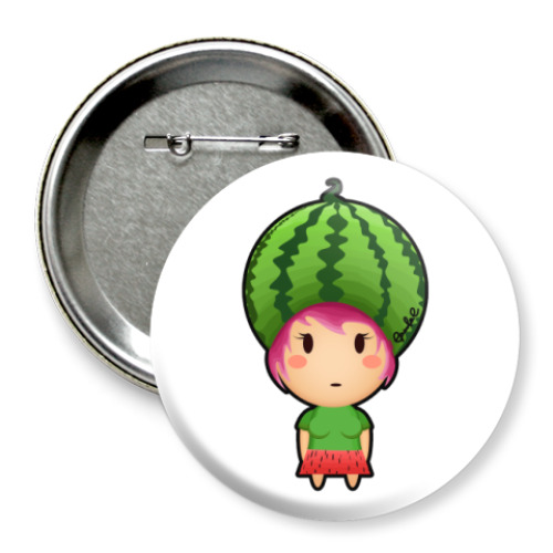 Значок 75мм с принтом Девочка-арбузик