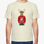 Олень хипстер в свитере и шляпе