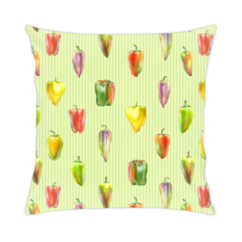 Подушка с принтом Разноцветные перцы