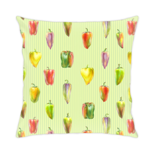 Подушка с принтом Разноцветные перцы
