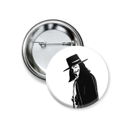 Значок 37мм с принтом вендетта, анонимус, Гай Фокс