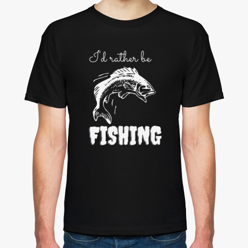 Футболка с принтом "I"d rather be FISNING
