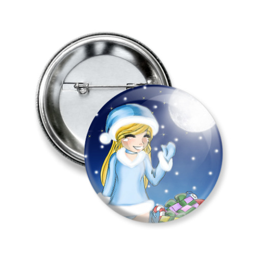 Значок 50мм с принтом Merry Christmas