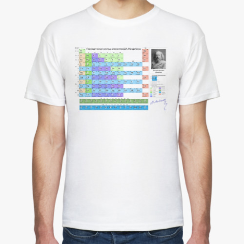 Футболка с принтом Футболка: Таблица Менделеева с его автографом
