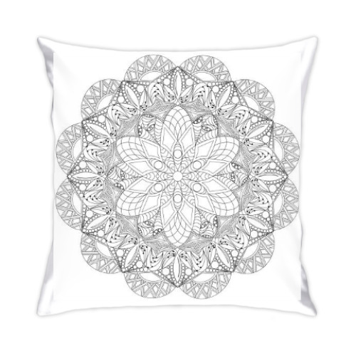 Подушка с принтом Цветочная Мандала