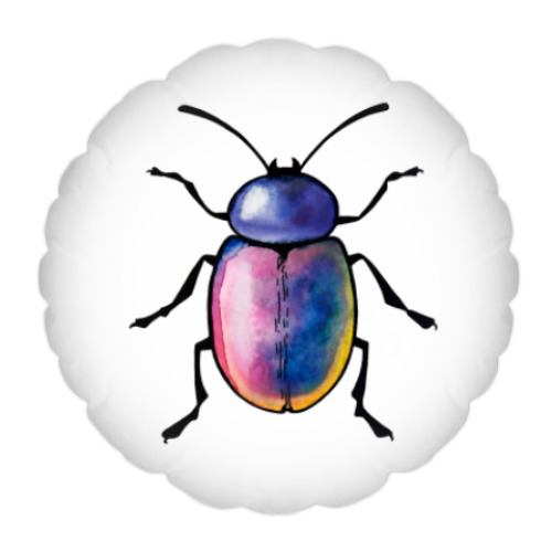 Подушка с принтом Радужный жук