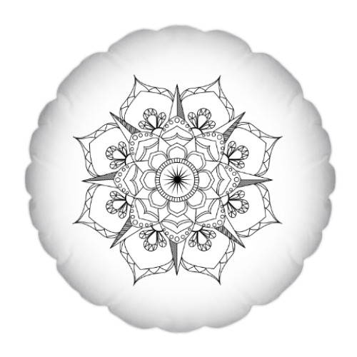 Подушка с принтом Мандала-раскраска