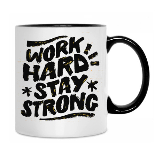 Кружка с принтом Работа тяжёлая, но не сдавайся